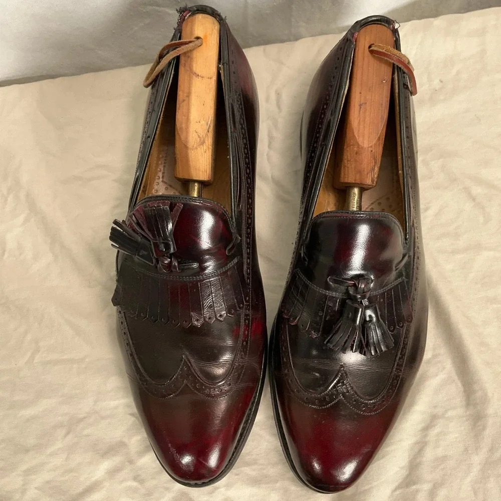 Johnston & Murphy‎ Loafer Mens 11.5 Burgundy Aristocraft Leather Wingtip Shoes